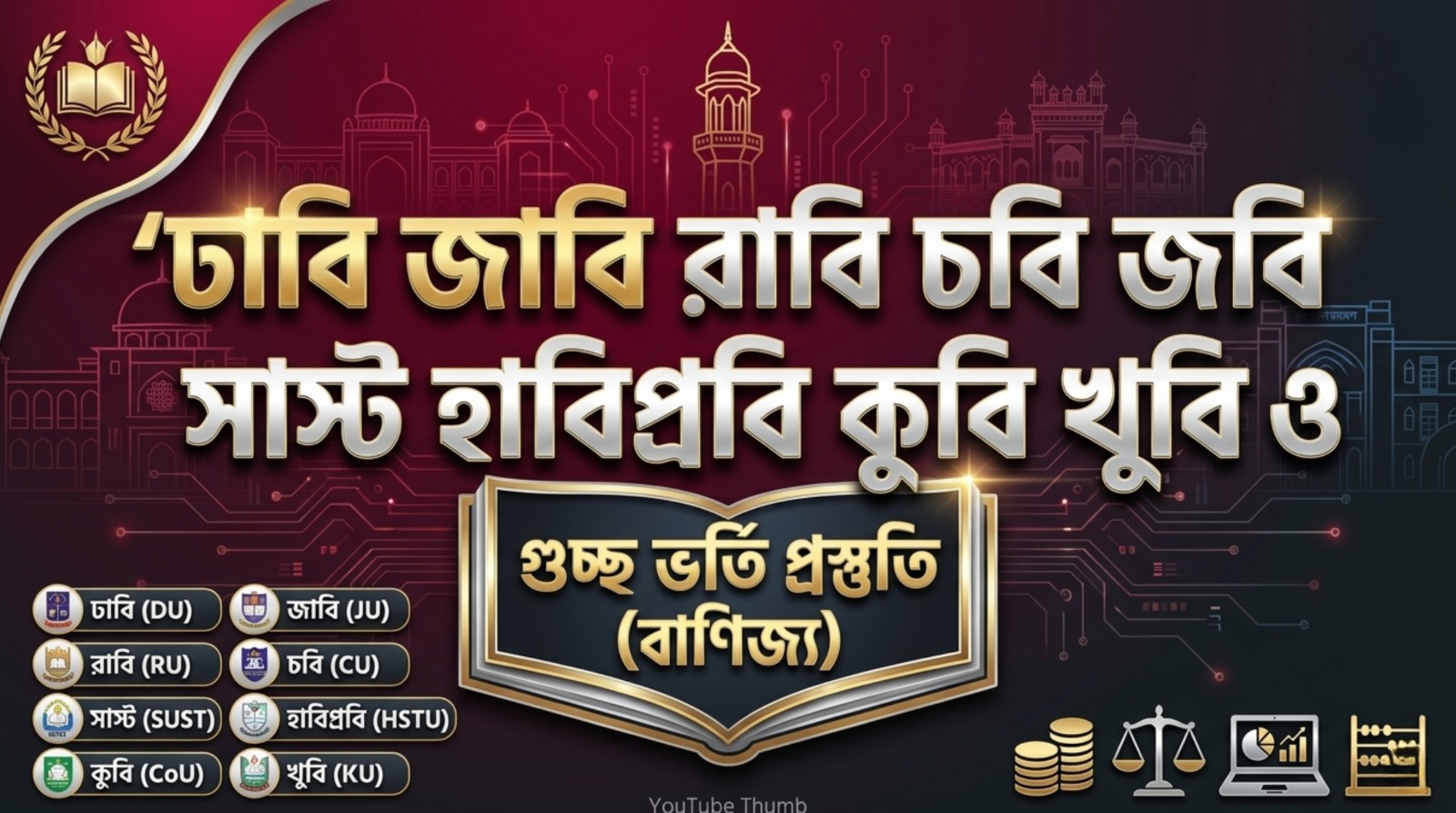 ঢাবি জাবি রাবি চবি জবি সাস্ট হাবিপ্রবি কুবি খুবি ও গুচ্ছ ভর্তি প্রস্তুতি (বাণিজ্য)